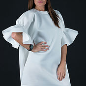 Одежда handmade. Livemaster - original item White, spring neoprene dress - DR0230NE. Handmade.