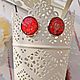 Pendientes-pusety: Pendientes rojos con resina redonda de plata, Stud earrings, Taganrog,  Фото №1