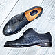 Genuine crocodile leather derby, blue color, custom made!. Derby. SHOES&BAGS. My Livemaster. Фото №5