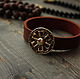 Leather bracelet with shield on the clasp ,bracelet leather ,bracelet Viking, Chokers, Volgograd,  Фото №1