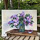 Gift to a woman Oil Painting flowers 60*80 cm. lilac. Pictures. White swan. My Livemaster. Фото №4