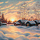 Зимний пейзаж. Зимний закат. Теплая картина. Картины. Belozerova-kseniya. Ярмарка Мастеров.  Фото №6