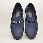 Обувь ручной работы handmade. Livemaster - original item Handmade loafers, suede leather, blue color.. Handmade.