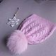 Pink hat made of 100% merino wool, p.55-57. Caps. Natalya_Sholokhova. Online shopping on My Livemaster.  Фото №2