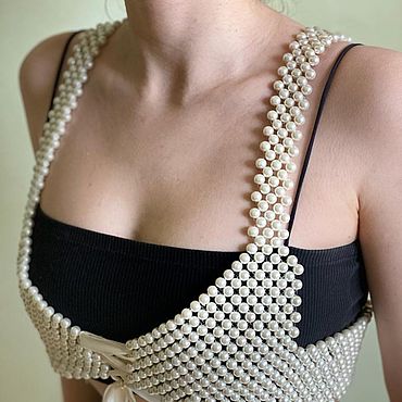  ручной работы. Ярмарка Мастеров - ручная работа Топ из бусин. Handmade.