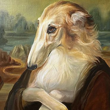 Картины и панно ручной работы. Ярмарка Мастеров - ручная работа Картина с борзой «Джоконда». Handmade.
