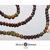 Работы для детей, handmade. Livemaster - original item Garnet Beads with malachite. Handmade.