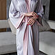 НАЛИЧИЕ Нежный двухцветный шелковый халат кимоно, пеньюар, Халаты, Москва,  Фото №1
