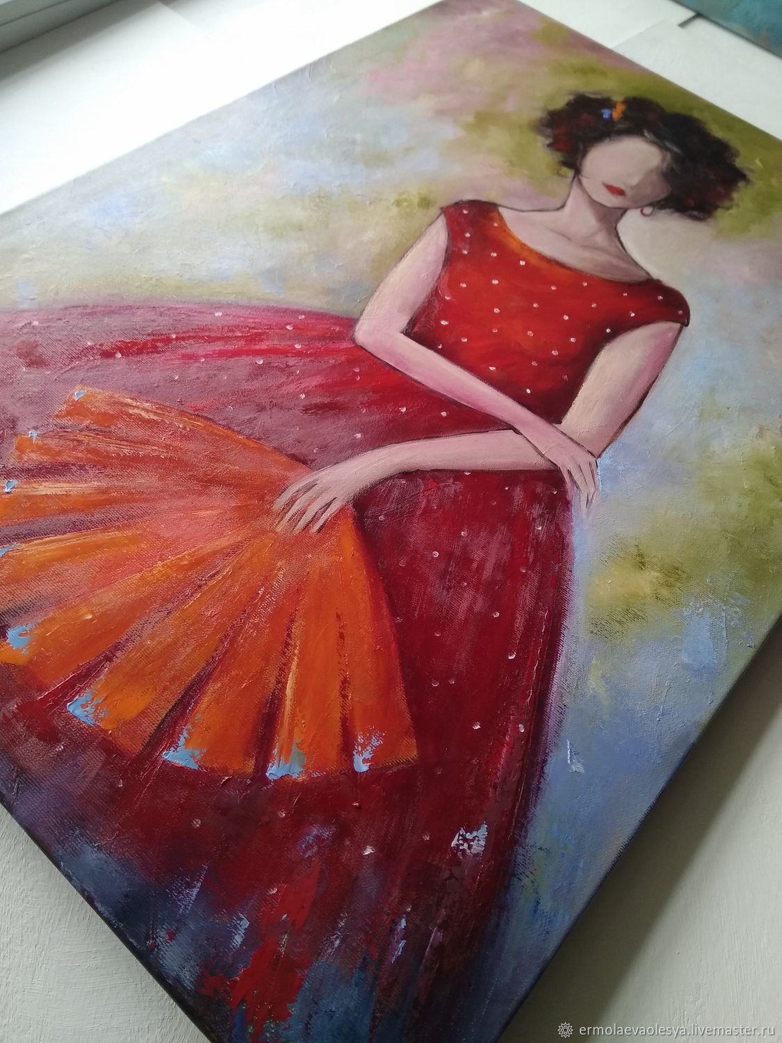 Картина Девушка в красном платье 50*70 см в интернет-магазине Ярмарка ...