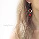 Asymmetric earrings Red coral locks silver, long red. Earrings. LovelyStones. My Livemaster. Фото №4
