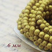 Материалы для творчества handmade. Livemaster - original item Pearl Beads Glass Gold Scythians 30 pcs 6 mm textured. Handmade.