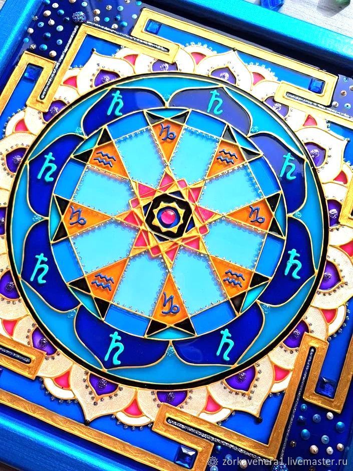 Янтра: Витражная Янтра Сатурна Шани 28х28 см купить в интернет-магазине ...