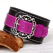 Украшения ручной работы. Ярмарка Мастеров - ручная работа Woman Wide Leather Cuff, Purple Leather Bracelet. Handmade.
