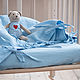 Order Linen bed linen for a baby cot in blue color. molinialife. Livemaster. . Bedding sets Фото №3