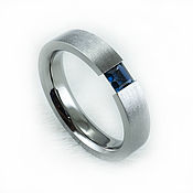 Украшения handmade. Livemaster - original item Titanium ring with blue sapphire 4h4. Handmade.