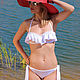 Swimsuit split bikini bandeau with ruches White, Swimwear, Moscow,  Фото №1