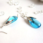 Украшения handmade. Livemaster - original item Earrings Silver Drops Rainbow Colored Glass Blue Transparent. Handmade.
