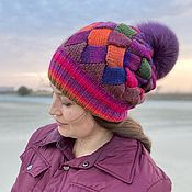 Аксессуары handmade. Livemaster - original item Knitted women`s hat burgundy crimson. Handmade.