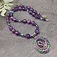 Necklace /sautoire with pendant natural amethyst and synthetic opal. Necklace. naturalkavni. My Livemaster. Фото №5