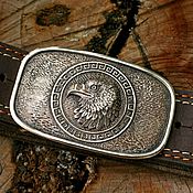 Аксессуары handmade. Livemaster - original item Leather belt with cast buckle 
