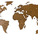 Деревянная карта мира 150х80 см с гравировкой, коричневая, Карты мира, Москва,  Фото №1