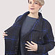 Demi-season black coat with a blue check, insulated. Coats. Yana Levashova Fashion. My Livemaster. Фото №4