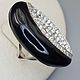 Silver ring with black onyx 34h10 mm and cubic zirconia, Rings, Moscow,  Фото №1