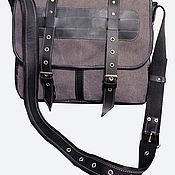 Сумки и аксессуары handmade. Livemaster - original item Men`s bag: messenger STUDENT made of canvas and genuine leather grey. Handmade.