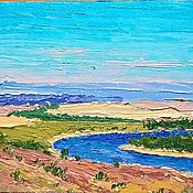 Картины и панно handmade. Livemaster - original item Oil landscape, Landscape with river. Handmade.