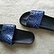 Outdoor flip-flops made of python skin, blue. Flip flops. Warm gift. My Livemaster. Фото №4