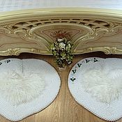 Для дома и интерьера handmade. Livemaster - original item Carpets for home: knitted from a cord white heart rug with fur. Handmade.