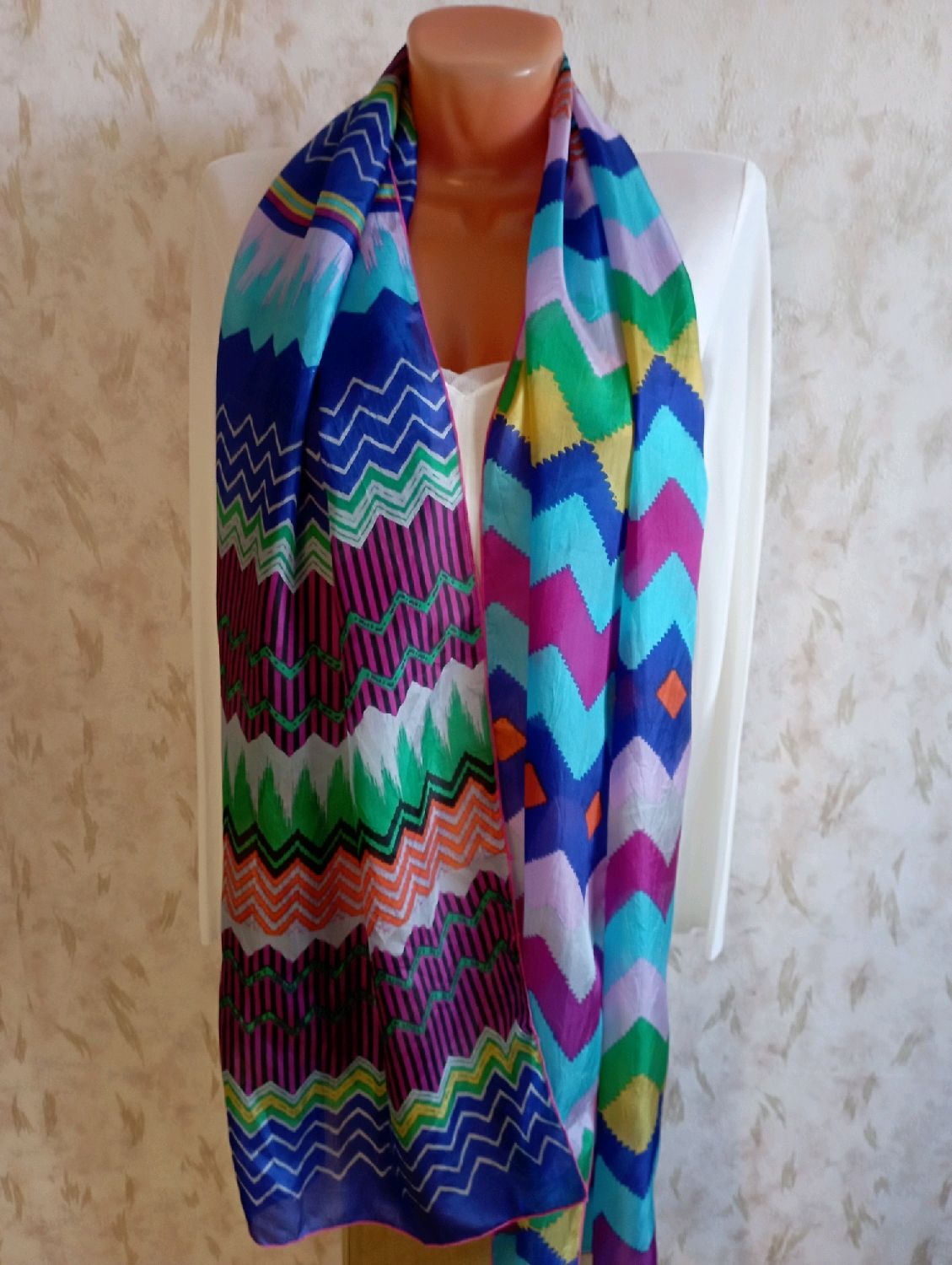 Винтаж: Резерв Большой шарф из шелка купить в интернет-магазине Ярмарка ...