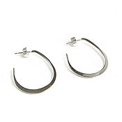 Украшения handmade. Livemaster - original item Silver Oval Ring Earrings, Oval Shaped Earrings. Handmade.