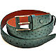 Men's belt, made of ostrich leather, width 4 cm, dark green color. Straps. SHOES&BAGS. My Livemaster. Фото №6