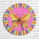 Wall clock pink Butterfly, Watch, Akhtyrsky,  Фото №1
