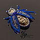 Brooch-pin: Royal blue beetle with super sparkling Geode. Brooch, Brooches, Ulyanovsk,  Фото №1
