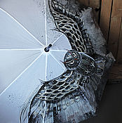 Аксессуары handmade. Livemaster - original item Umbrella with painted snowy owl, painted umbrella-cane. Handmade.