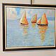 Painting seascape 50 by 40 cm painting three boats yachts. Pictures. paintmart (oikos). My Livemaster. Фото №5