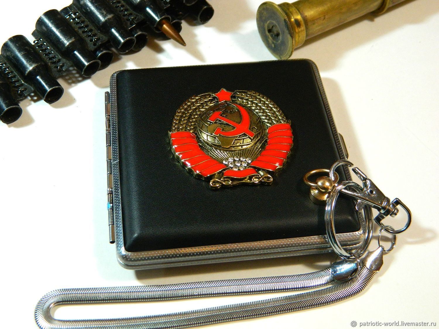 Cigarette case 20 cigarettes 85 mm ' Coat of Arms of the USSR 1922-1991', Cigarette cases, Saratov,  Фото №1