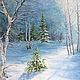 The picture Winter fairy tale landscape, oil, snow-covered forest, landscape, blue, Pictures, Murmansk,  Фото №1