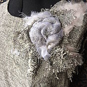 Льняное платье  с вышивкой "Бирюза темная"