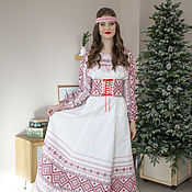 Русский стиль handmade. Livemaster - original item Russian-style cotton dress 