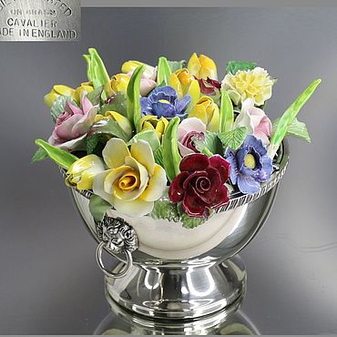 Винтаж ручной работы. Ярмарка Мастеров - ручная работа Винтаж: Роуз боул Rose Bowl ваза антикварная лев серебрение бронза латунь 29. Handmade.