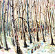 Watercolor work of ' Birch forest in the thaw', Pictures, Moscow,  Фото №1