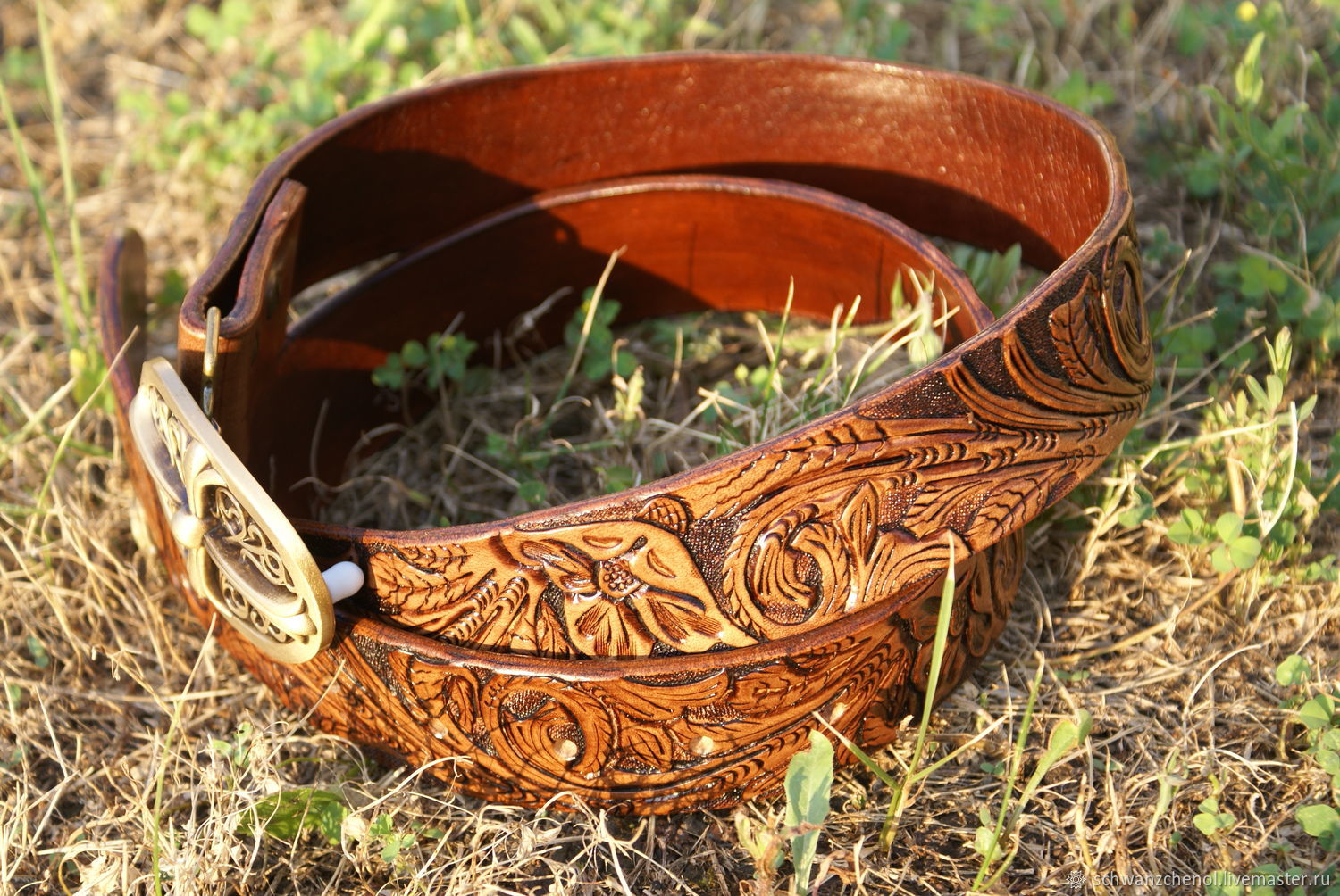 Men's leather belt 'Classic brown' 5cm WIDE, Straps, Krasnodar,  Фото №1