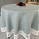 Linen tablecloth 'Blue lagoon' diam.165cm. Tablecloths. Linen fantasy. My Livemaster. Фото №4