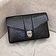 Clutch bag, made of genuine crocodile leather, black color, Man purse, St. Petersburg,  Фото №1