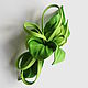 Kohlrabi Leather Flower Brooch green light green, Brooches, Moscow,  Фото №1
