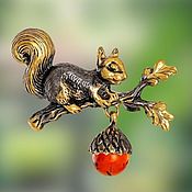 Украшения handmade. Livemaster - original item A squirrel brooch with a nut on a branch is a gift for the new year to a girl girl. Handmade.