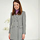 Order Coat jacket wool Gray striped, short demi coat. mozaika-rus. Livemaster. . Coats Фото №3